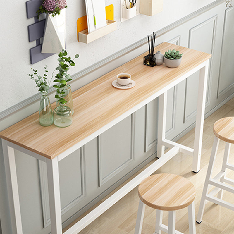 Rectangle Bar Table Set 1/4 Pieces Natural Colour Wood Counter Table