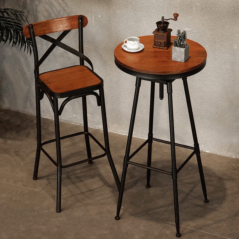 Industrial 1/2 Pieces Round Bar Table Set Solid Wood Bar Table Set for Home Use