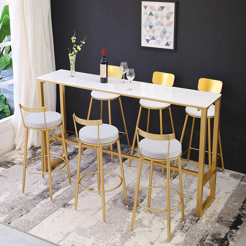 Indoor Glam Counter Height Set 1/2/4/7 Pieces Rectangle White Stone Pub Table Set