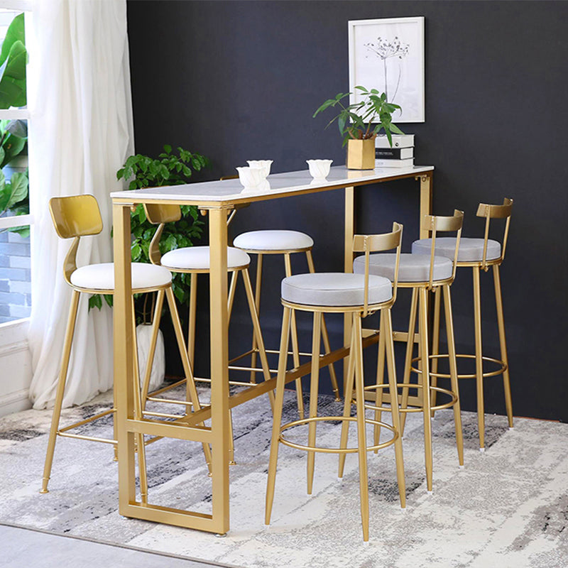 Indoor Glam Counter Height Set 1/2/4/7 Pieces Rectangle White Stone Pub Table Set