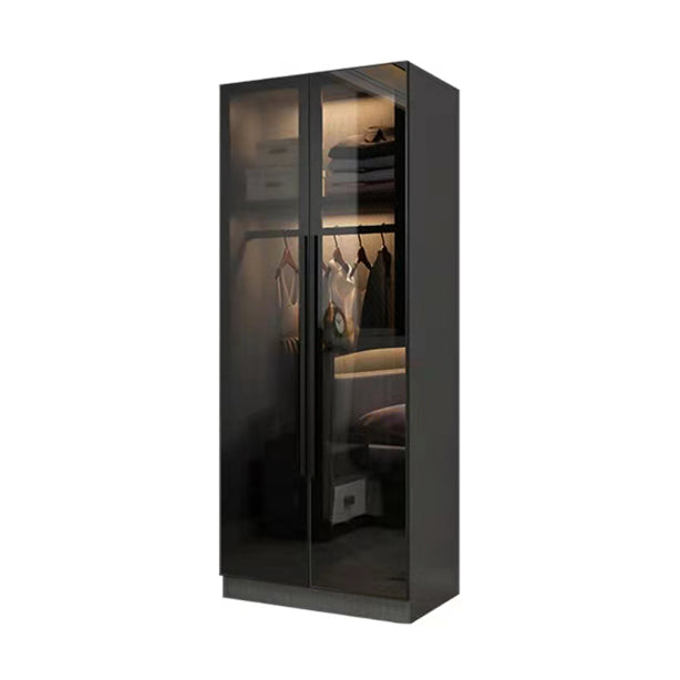 Modern Wardrobe Armoire Wood and Glass Wardrobe Closet for Home
