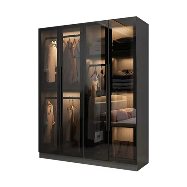 Modern Wardrobe Armoire Wood and Glass Wardrobe Closet for Home