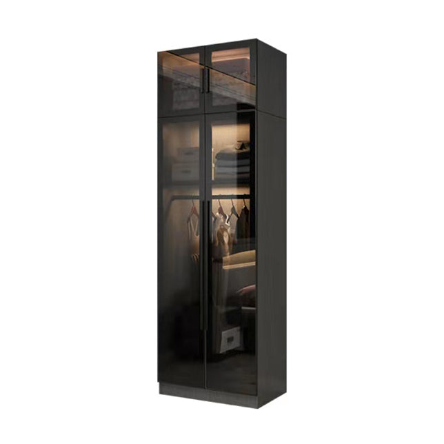 Modern Wardrobe Armoire Wood and Glass Wardrobe Closet for Home