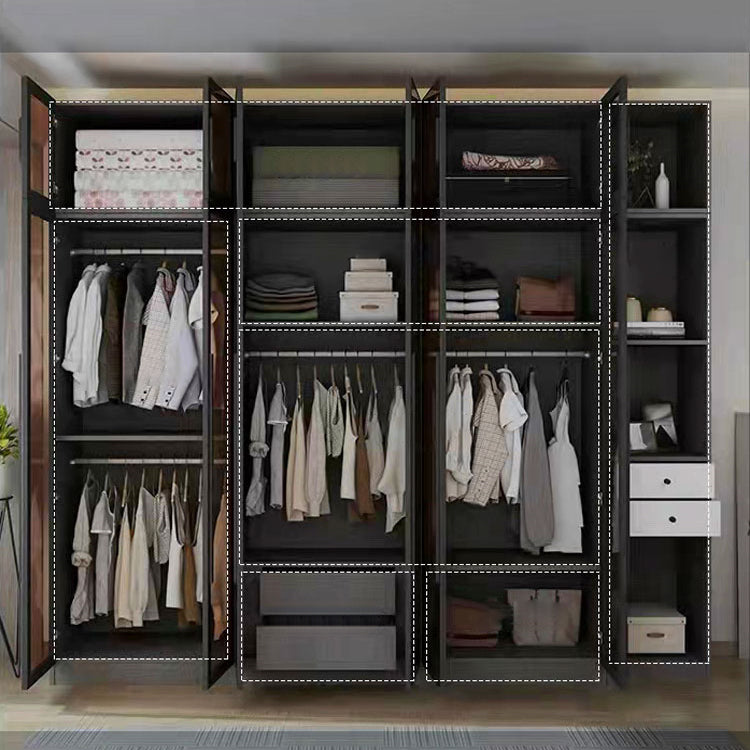 Modern Wardrobe Armoire Wood and Glass Wardrobe Closet for Home