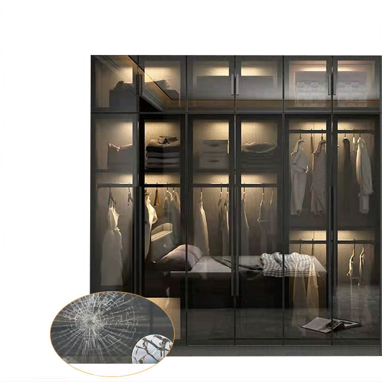 Modern Wardrobe Armoire Wood and Glass Wardrobe Closet for Home