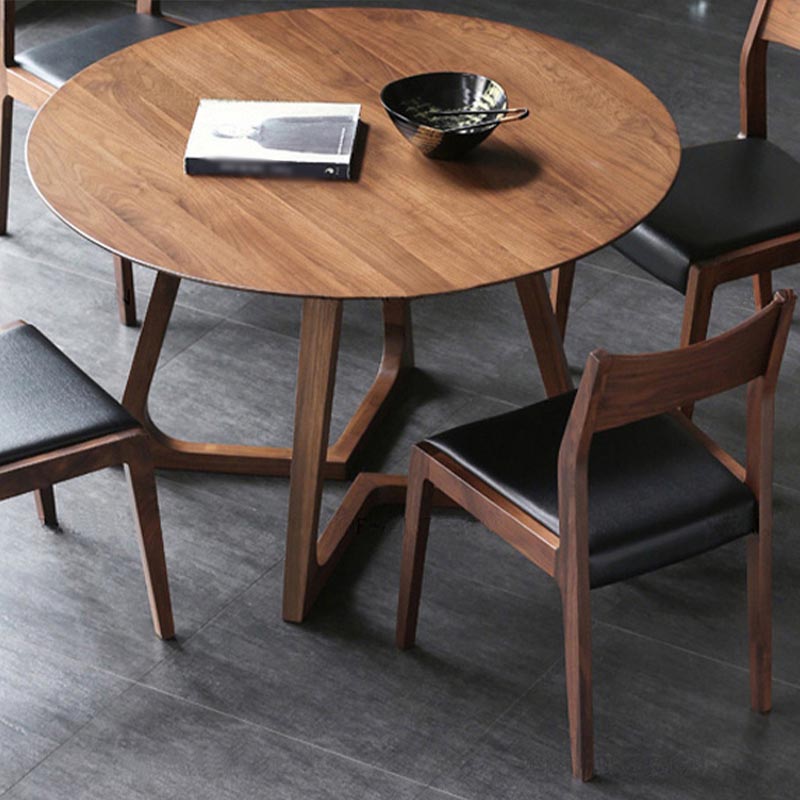 Modern Rubber Wood Table for Restaurant Dining Table with Double Wood Pedestal