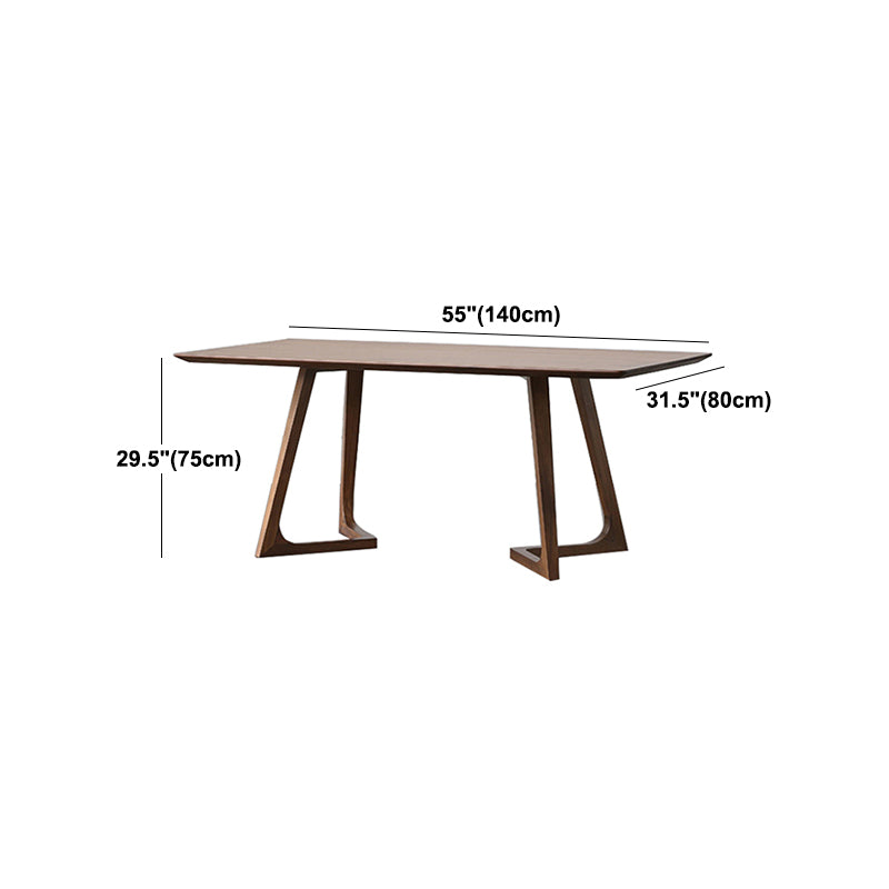 Modern Rubber Wood Table for Restaurant Dining Table with Double Wood Pedestal