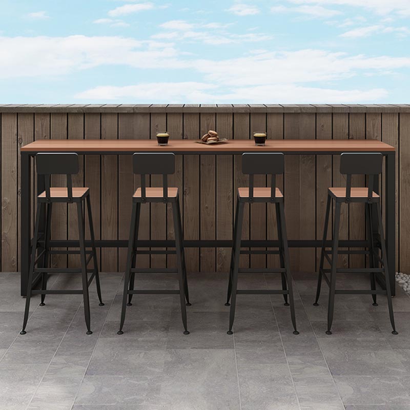 Rectangular Wooden Bar Table Set Industrial 1/5 Pieces Counter Table with High Stools
