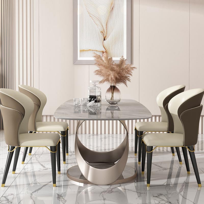 Rectangle Dining Table Set 1/2/5/6/7 Pcs Sintered Stone Dining Table with Side Chairs