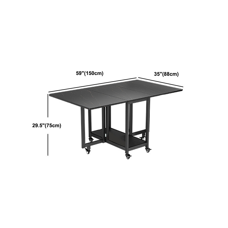 Black Rectangle Dining Set 1/2/3/4/5/7 Pcs Folding Dining Table Set with Chairs