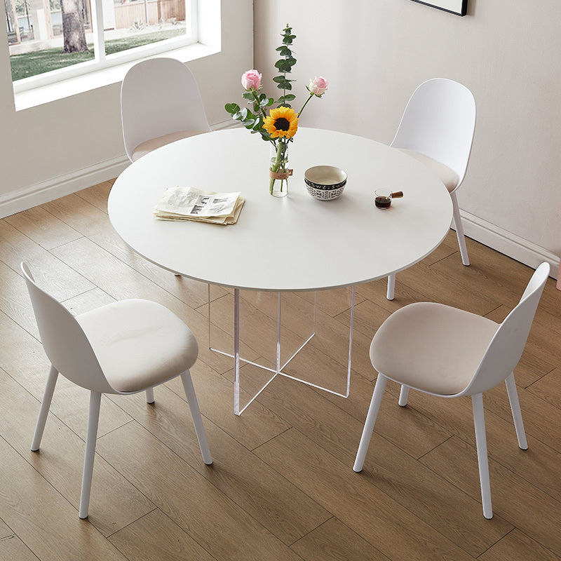 Modern Dining Set 1/3/4/5 Pcs Round Dining Table with  Side Chairs in White