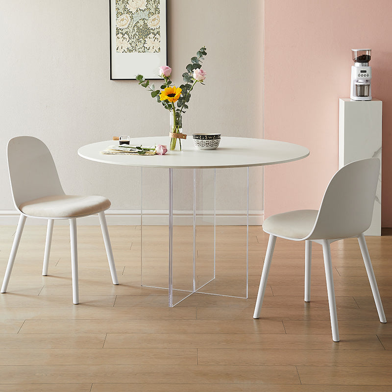 Modern Dining Set 1/3/4/5 Pcs Round Dining Table with  Side Chairs in White