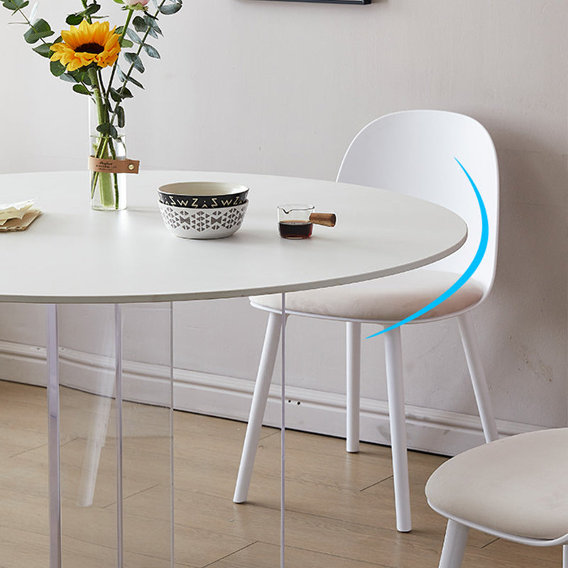 Modern Dining Set 1/3/4/5 Pcs Round Dining Table with  Side Chairs in White