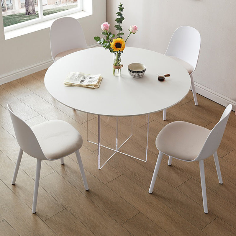 White Modern Dining Table Set 1/2/3/5 Pcs Kitchen Table and Chairs