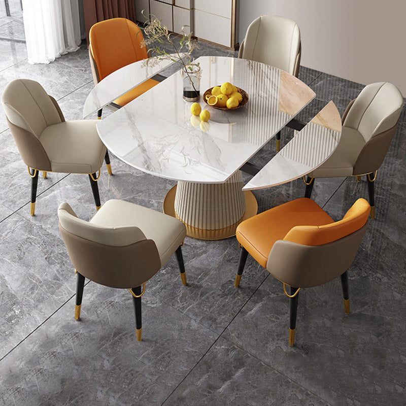 Glam Dining Set Stone 1/2/5/7 Pieces Dining Turntable Furniture for Home