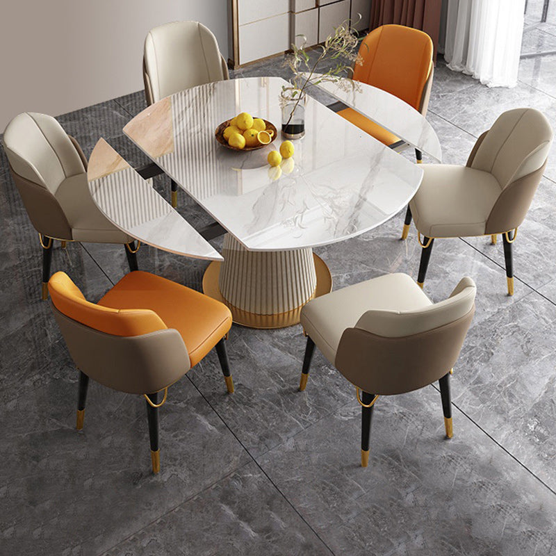 Glam Dining Set Stone 1/2/5/7 Pieces Dining Turntable Furniture for Home