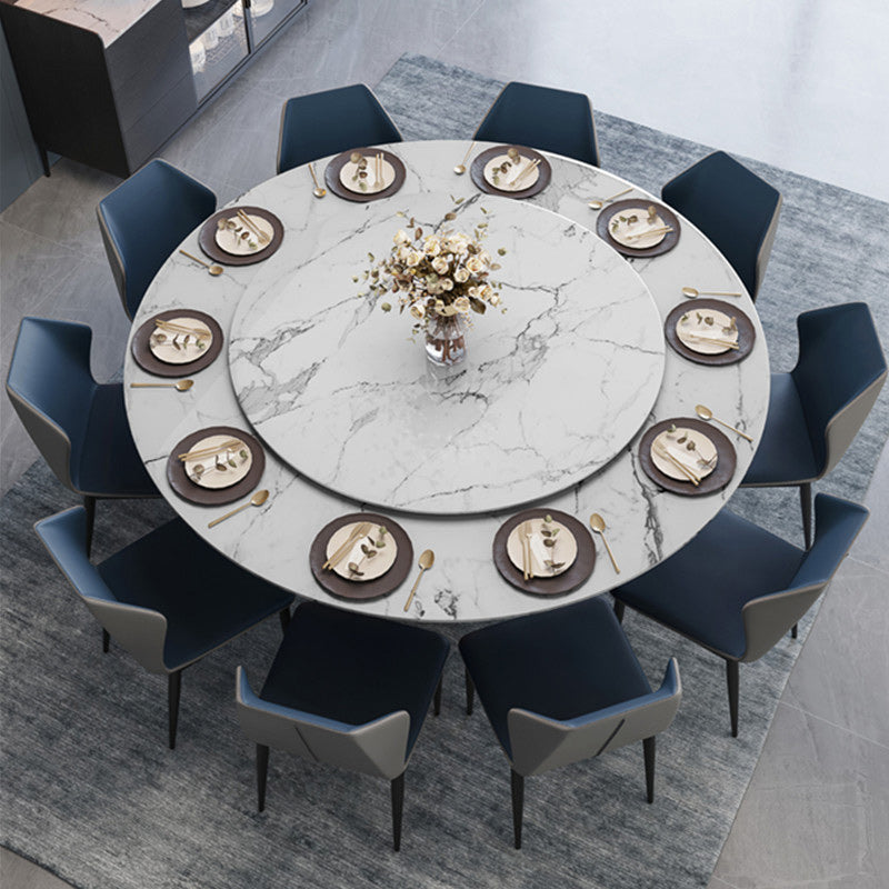 Contemporary Stone Round Dining Set 1/4/7/11 Pieces Turntable Dining Furniture for Home