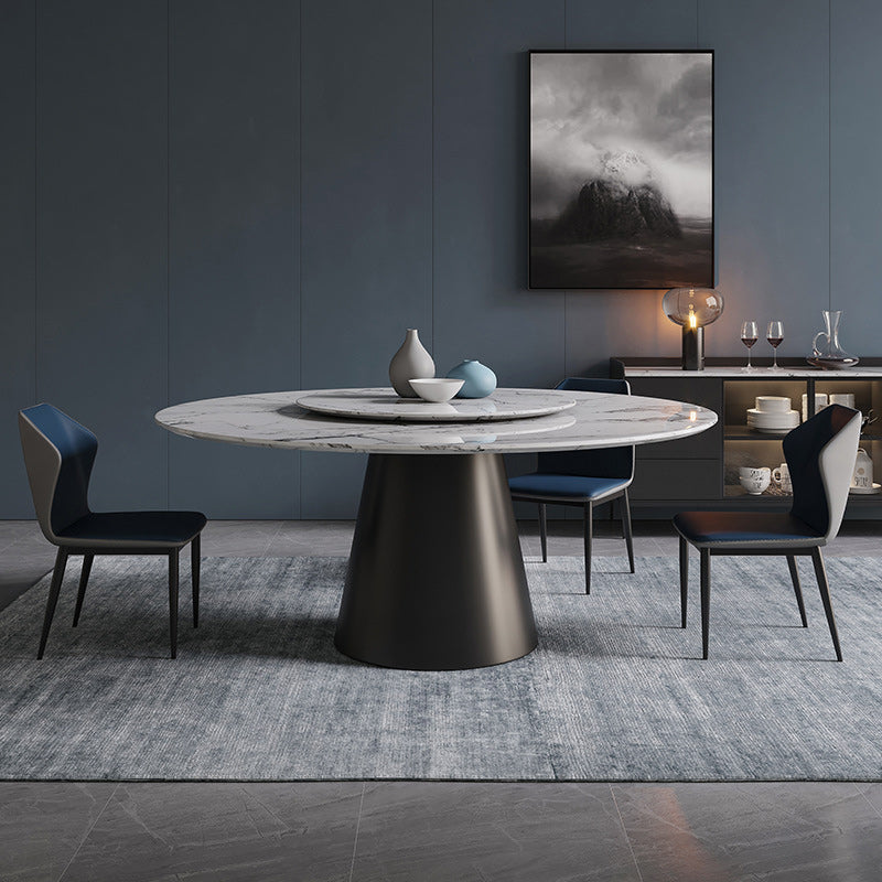 Contemporary Stone Round Dining Set 1/4/7/11 Pieces Turntable Dining Furniture for Home