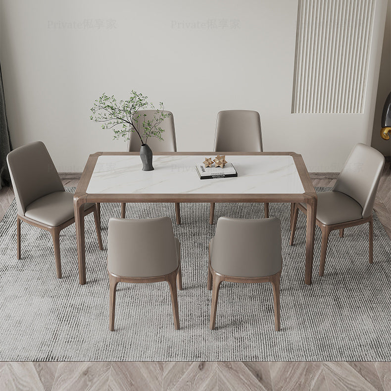 Contemporary Style Sintered Stone Rectangle Table Set 1/4/5/7 Pieces Dining Set