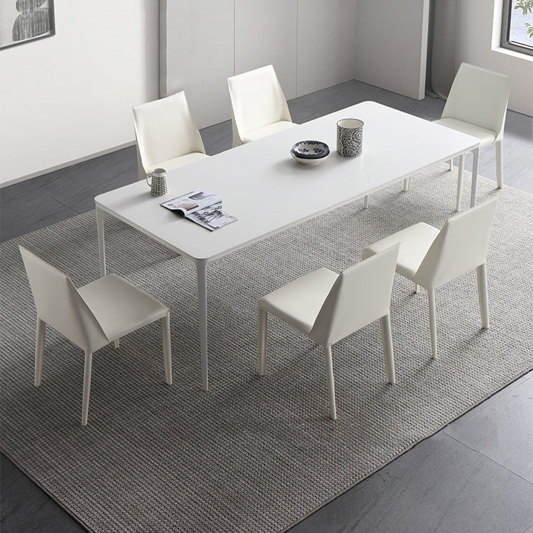 Modern Sintered Stone Dining Set Rectangle 1/4/5/6/7 Pieces Dining Room Table Set in White