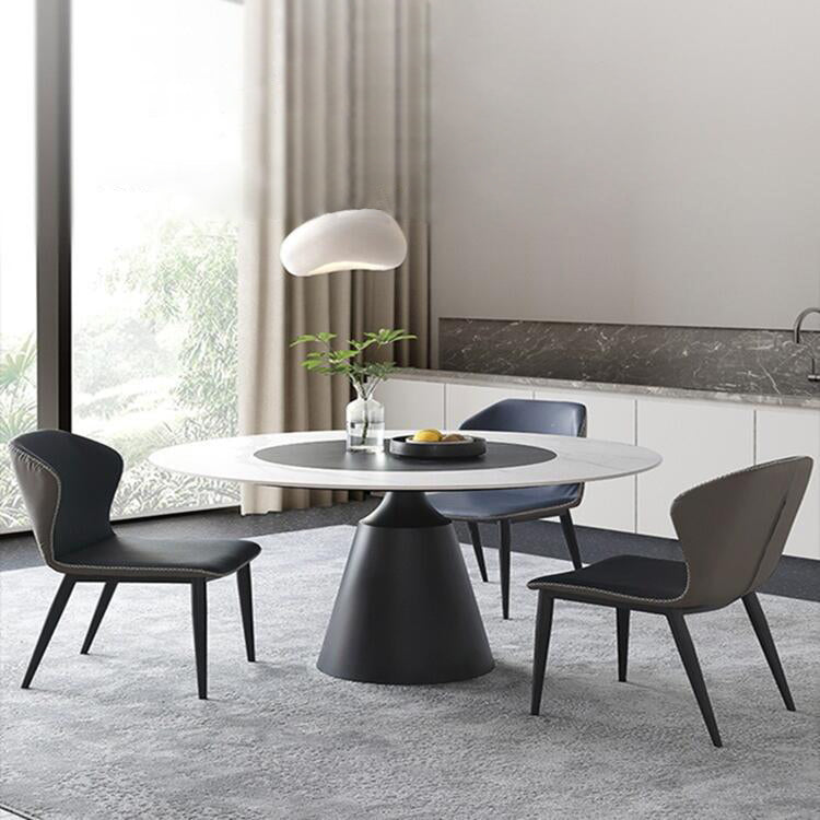 Contemporary Sintered Stone Round Table Set 1/4/7 Pieces Dining Set