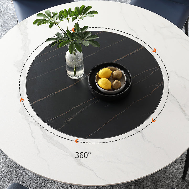 Contemporary Sintered Stone Round Table Set 1/4/7 Pieces Dining Set