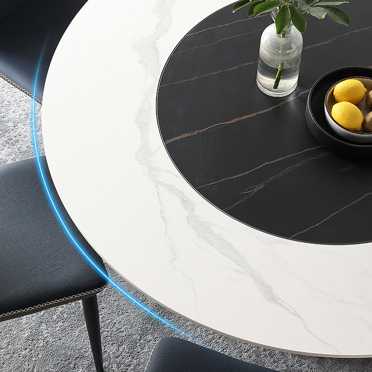 Contemporary Sintered Stone Round Table Set 1/4/7 Pieces Dining Set