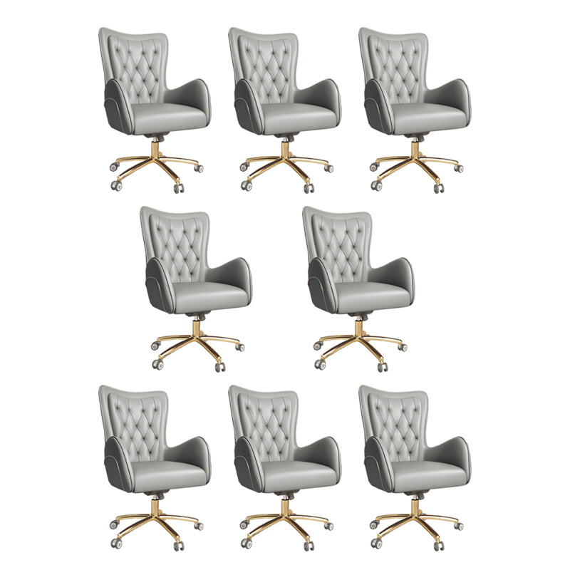 Fixed Arm Leather Office Chair High Back Upholstered Desk Chair with Steel Base