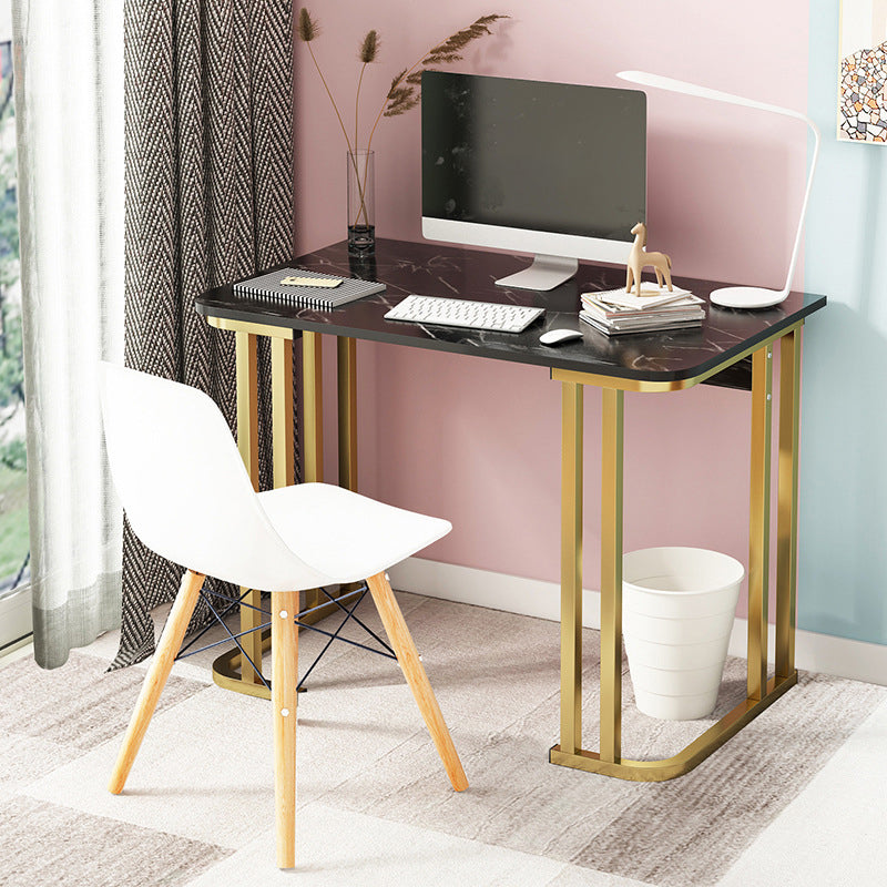28.3 Inch Height Writing Desk Rectangular Glam Wooden Office Desk