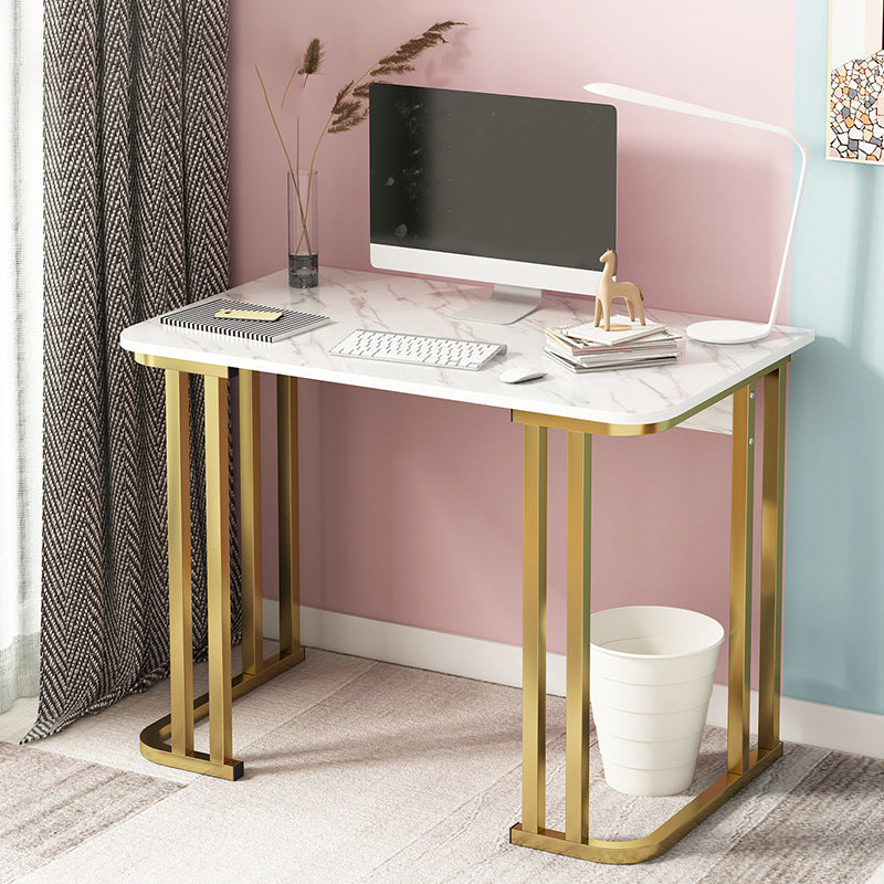 28.3 Inch Height Writing Desk Rectangular Glam Wooden Office Desk