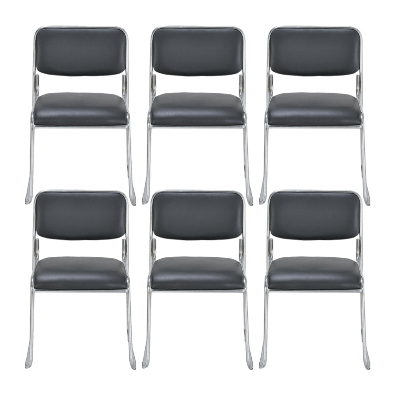 Modern Armless Upholstered Office Chair Black Leather Management Conference Chair