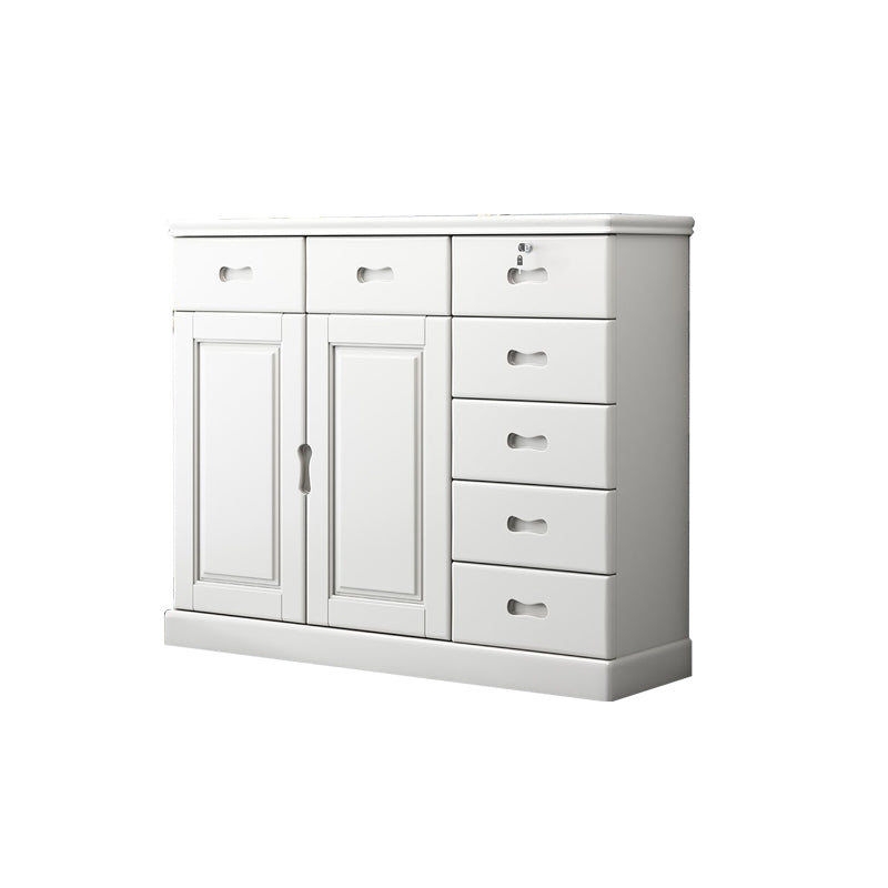 16" W Modern Rubber Wood Combo Dresser Vertical Storage Chest with Drawers and Door