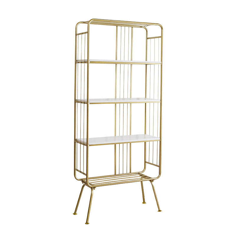 12" W Metal Frame Bookshelf Modern Black / Gold Open Storage Bookcase
