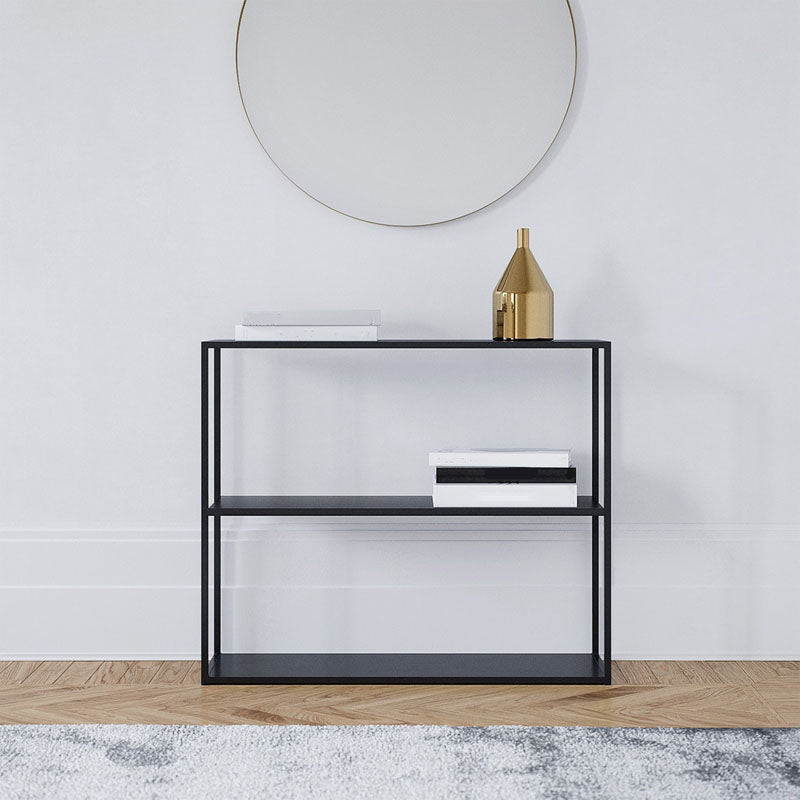 Metal Frame Bookshelf Modern Black / White Open Storage Bookcase