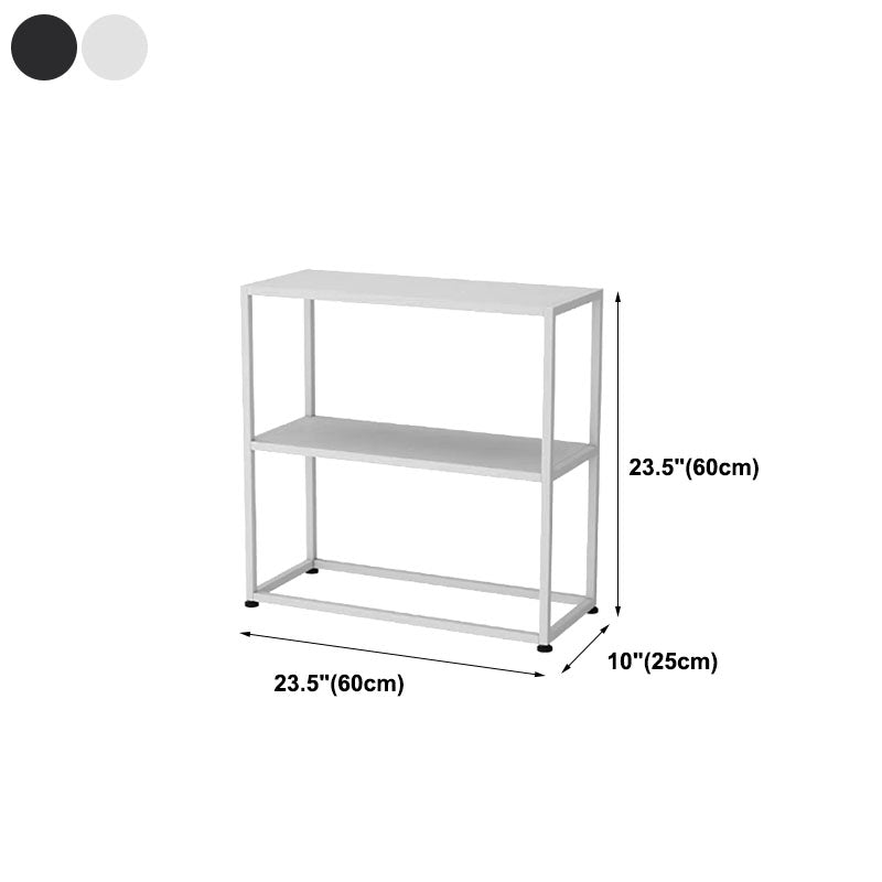 Metal Frame Bookshelf Modern Black / White Open Storage Bookcase