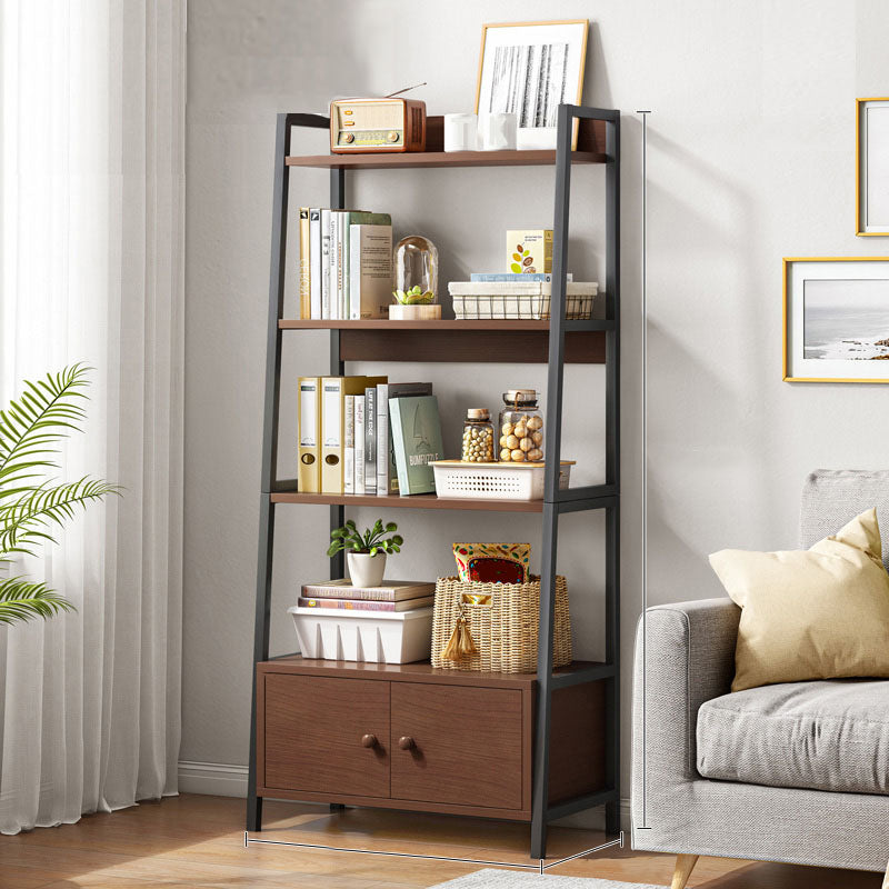 12" W Metal Frame Bookshelf Modern Open Storage Ladder Bookcase