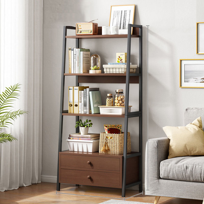 12" W Metal Frame Bookshelf Modern Open Storage Ladder Bookcase