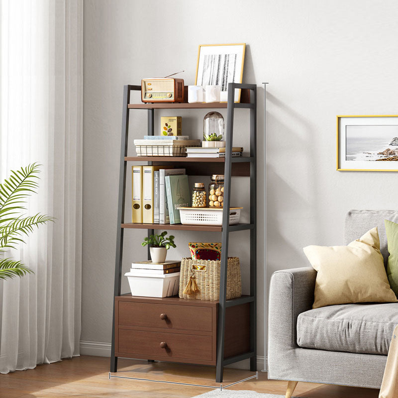 12" W Metal Frame Bookshelf Modern Open Storage Ladder Bookcase