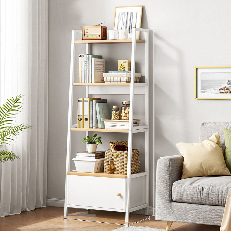 12" W Metal Frame Bookshelf Modern Open Storage Ladder Bookcase