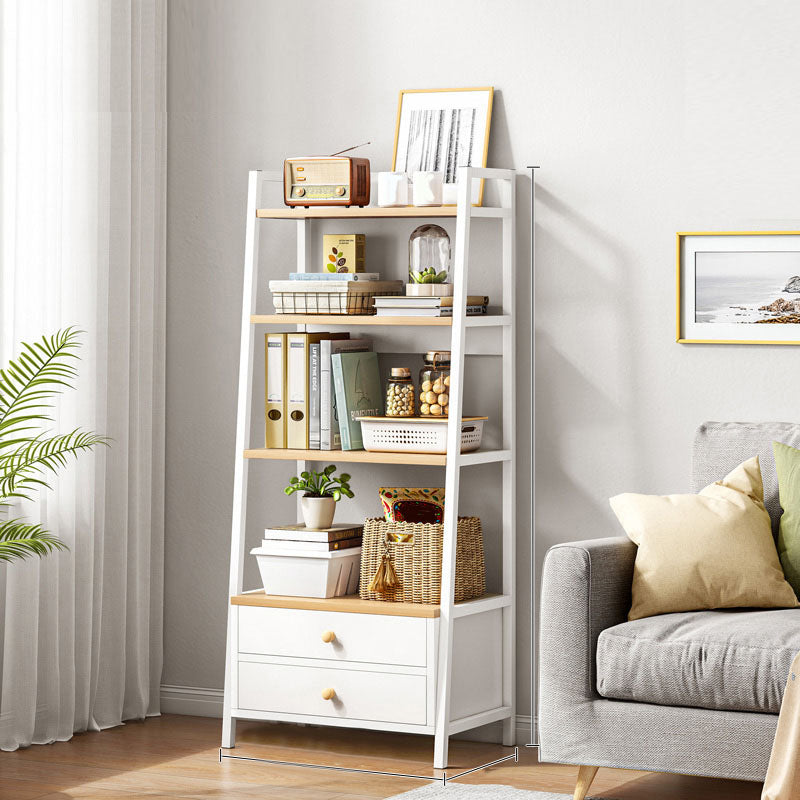 12" W Metal Frame Bookshelf Modern Open Storage Ladder Bookcase