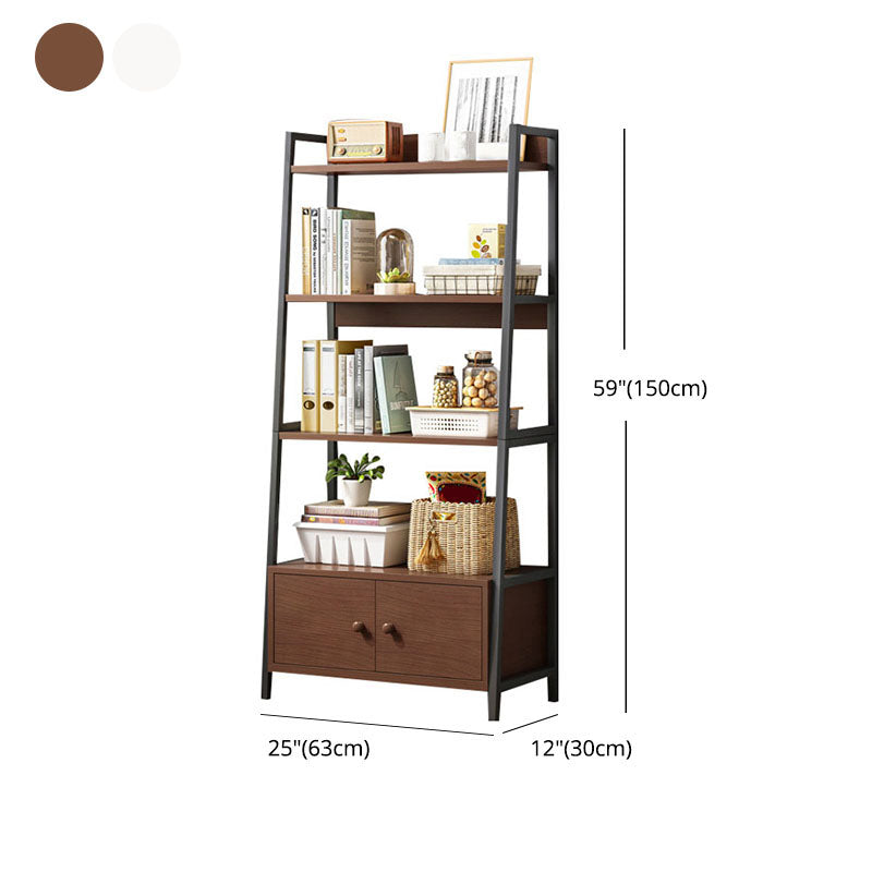 12" W Metal Frame Bookshelf Modern Open Storage Ladder Bookcase