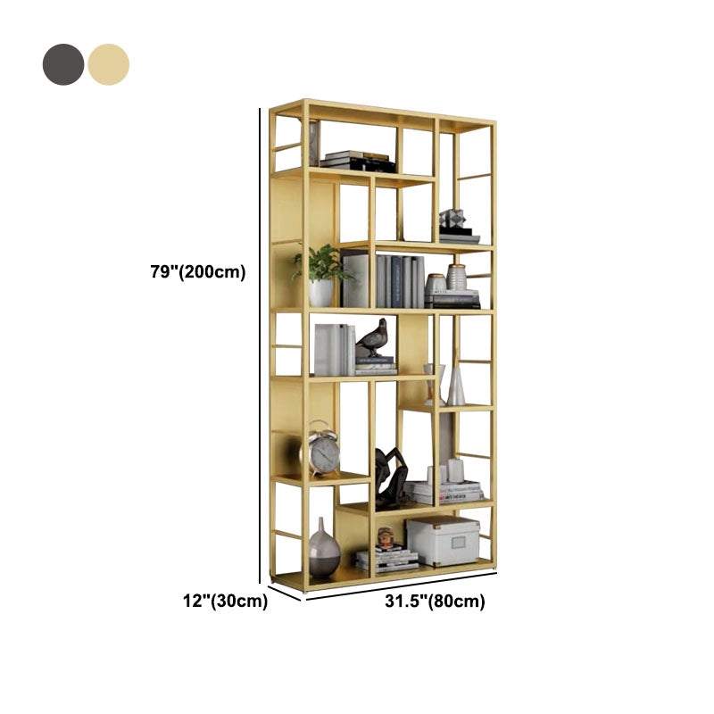 Modern Metal Bookcase Open Shelf Bookshelf for Living Room 79" H X 12" W