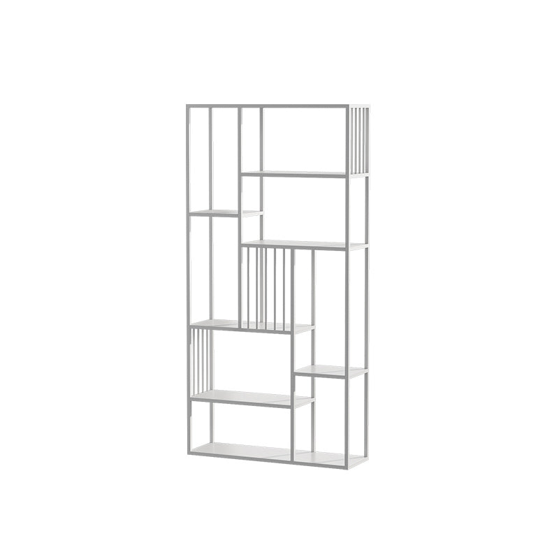 Modern Metal Bookcase with Rectangular Shelves Etagere Bookshelf , 9.8" W X 78.7" H