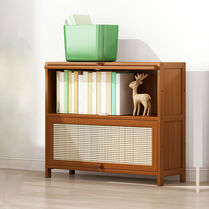 12.5" W Bamboo Bookshelf Modern Closed Storage Bookcase for Home Office