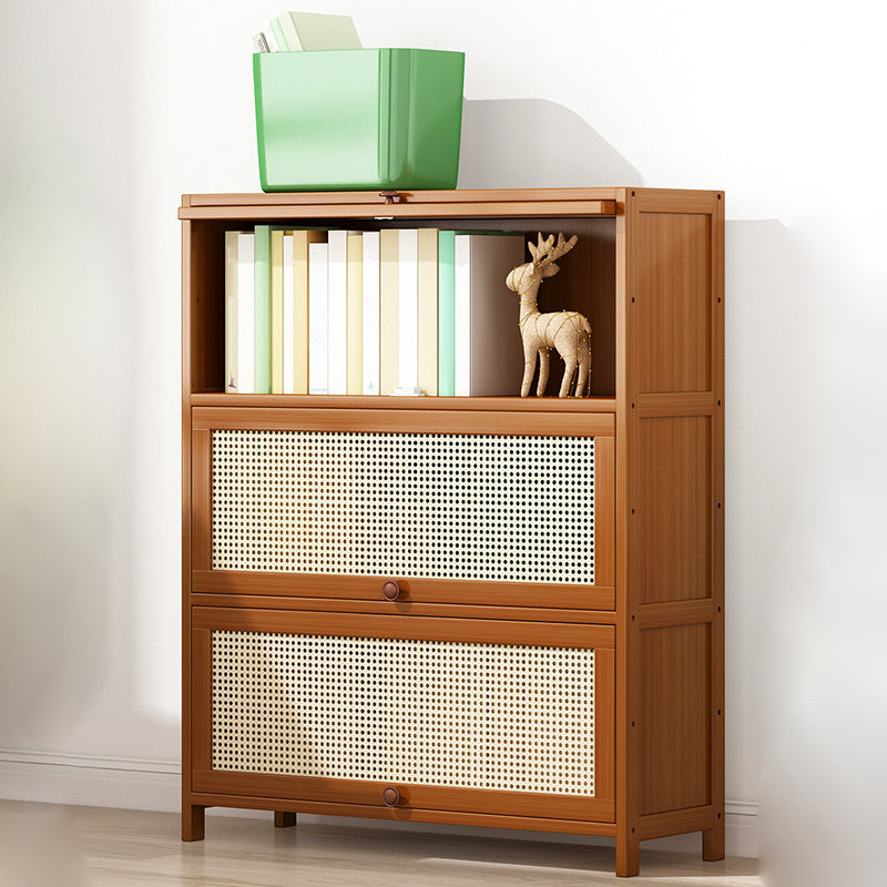 12.5" W Bamboo Bookshelf Modern Closed Storage Bookcase for Home Office