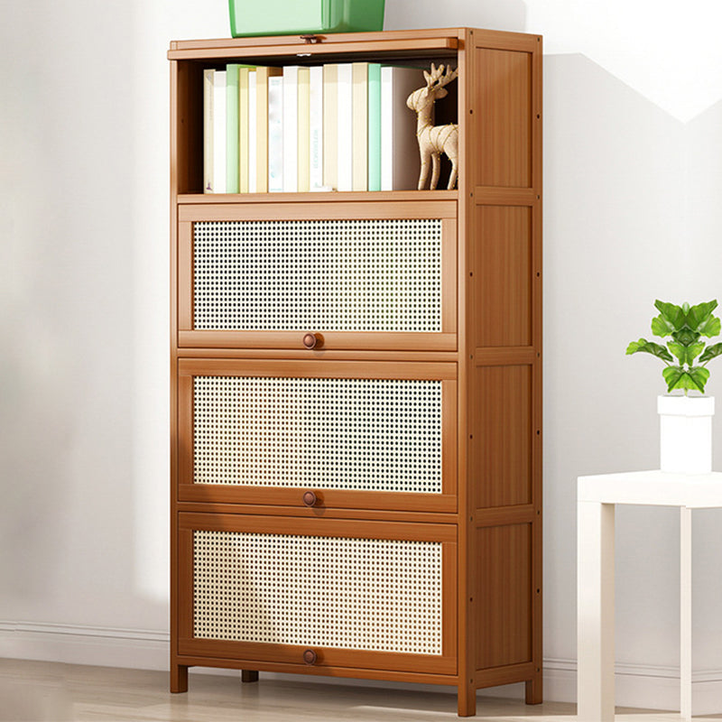 12.5" W Bamboo Bookshelf Modern Closed Storage Bookcase for Home Office