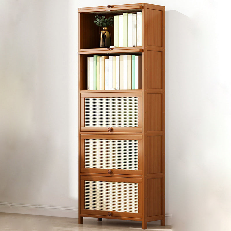 12.5" W Bamboo Bookshelf Modern Closed Storage Bookcase for Home Office