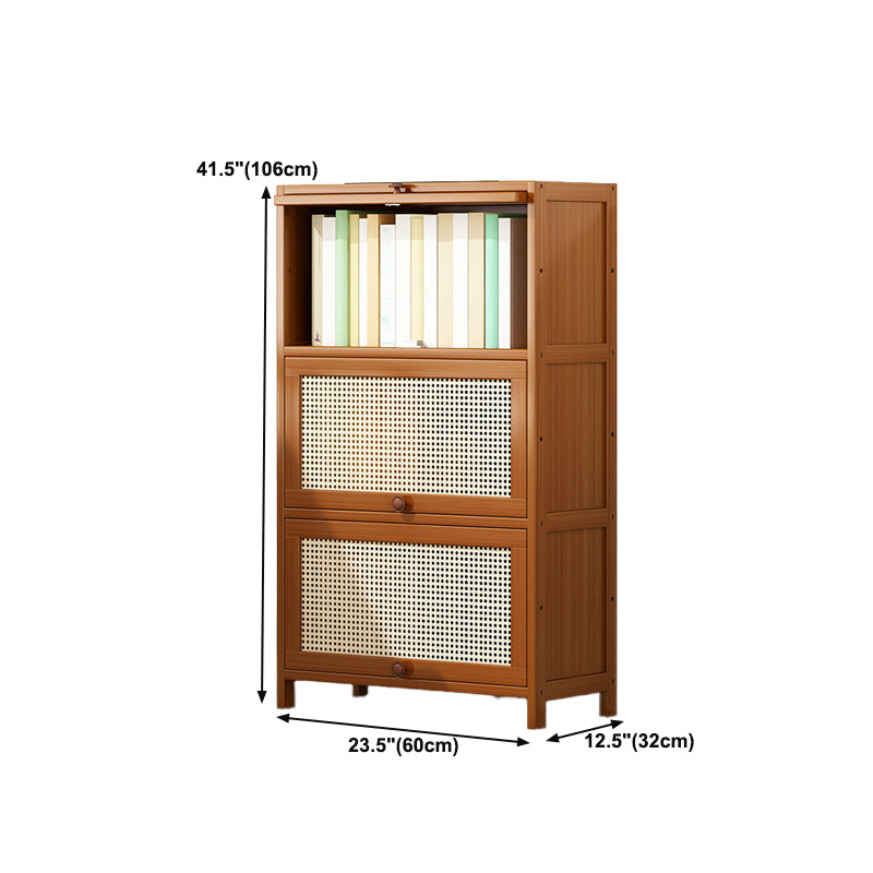 12.5" W Bamboo Bookshelf Modern Closed Storage Bookcase for Home Office