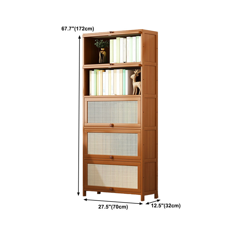 12.5" W Bamboo Bookshelf Modern Closed Storage Bookcase for Home Office