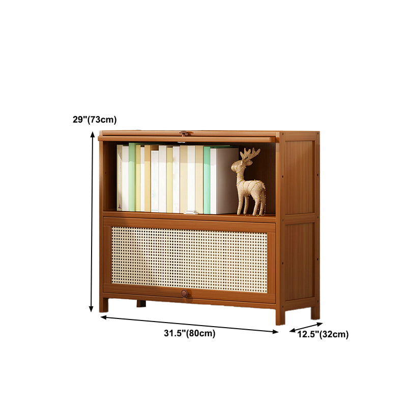 12.5" W Bamboo Bookshelf Modern Closed Storage Bookcase for Home Office
